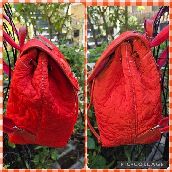 Coach Y2K Signature Quilted Drawstring Coral Mini Vintage Backpack. #5164 - Picture 6 of 13